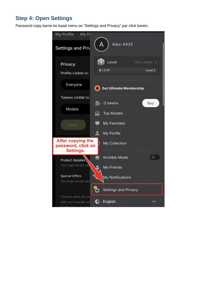 PEEKA LIVE account creation guide, step page 4